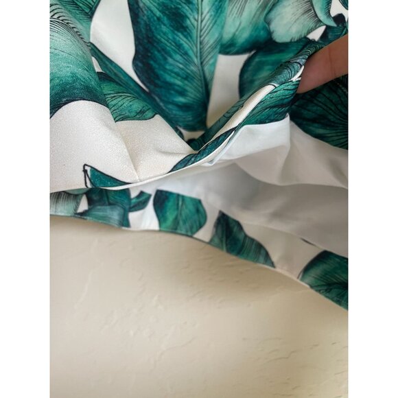 C/MEO Collective Green Palm Leaf Print High Waist Shorts Size Large Neoprene - Picture 4 of 7